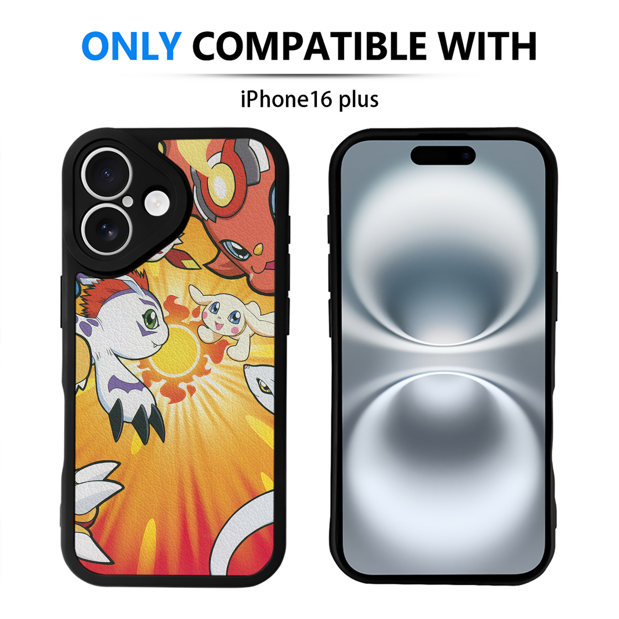 （画像用） Digimon デジタルモンスター/デジモン 【iPhone 16シリーズ対応】シリコンスマホケース（レザー調） 材質：シリコン
